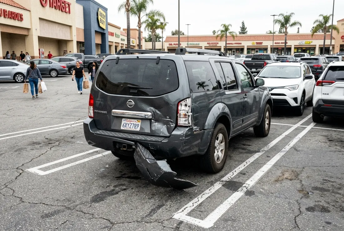 SUV with bumper damage at a body shop serving Montclair, CA