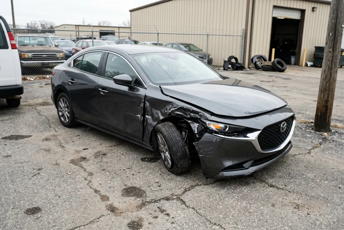 Car on a frame machine being measured at an Upland, CA collision shop